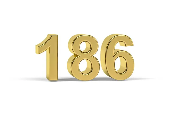 Golden Numero 186 Anno 186 Isolato Sfondo Bianco Rendering — Foto Stock