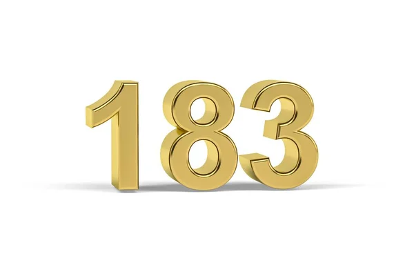 Altın Numara 183 Yıl 183 Beyaz Arka Planda Izole Oluşturma — Stok fotoğraf