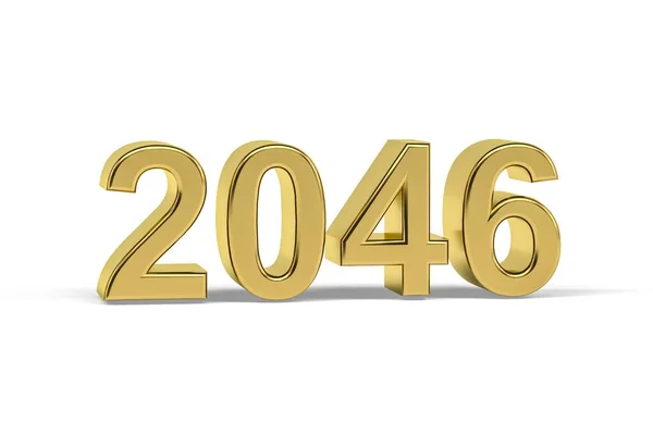 Golden Number 2046 Jaar 2046 Geïsoleerd Witte Achtergrond Render — Stockfoto