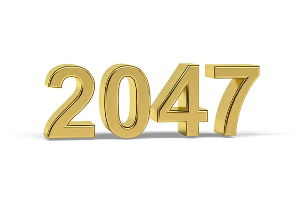 Número Dourado 2047 Ano 2047 Isolado Fundo Branco Renderização — Fotografia de Stock