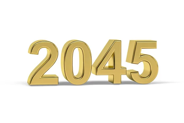 Golden Number 2045 Jaar 2045 Geïsoleerd Witte Achtergrond Render — Stockfoto