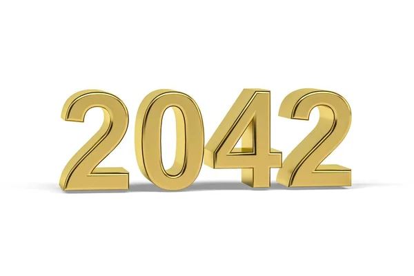 Golden Number 2042 Jaar 2042 Geïsoleerd Witte Achtergrond Render — Stockfoto