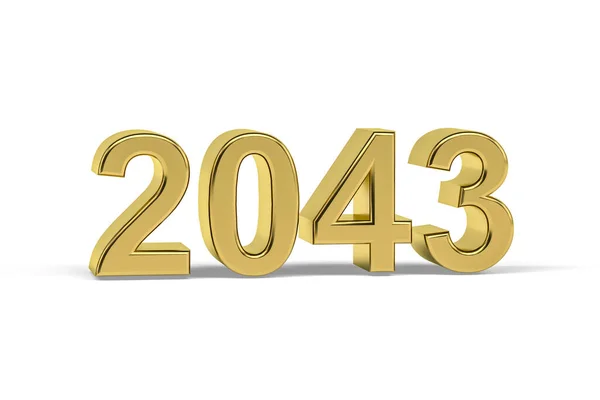 Золотое Трехмерное Число 2043 Год 2043 Изолирован Белом Фоне Трехмерное — стоковое фото