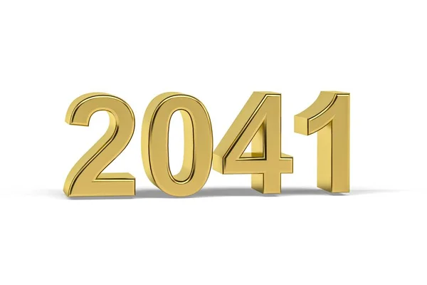 Golden Number 2041 Jaar 2041 Geïsoleerd Witte Achtergrond Render — Stockfoto