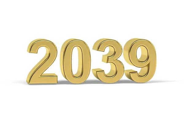 Golden Number 2039 Jaar 2039 Geïsoleerd Witte Achtergrond Render — Stockfoto