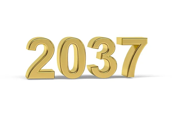 Golden Number 2037 Jaar 2037 Geïsoleerd Witte Achtergrond Render — Stockfoto