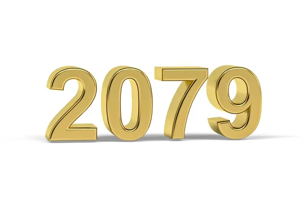 Golden Numéro 2079 Année 2079 Isolé Sur Fond Blanc Rendu — Photo