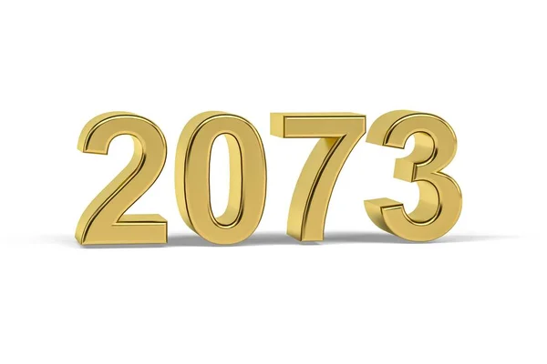 Número Dourado 2073 Ano 2073 Isolado Fundo Branco Renderização — Fotografia de Stock