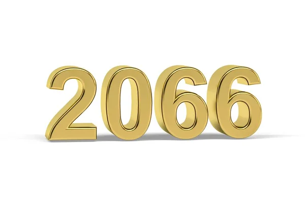 Golden Number 2066 Jaar 2066 Geïsoleerd Witte Achtergrond Render — Stockfoto