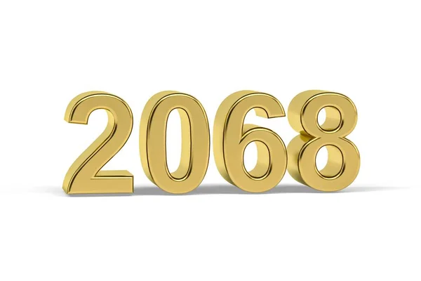 Golden Numero 2068 Anno 2068 Isolato Sfondo Bianco Rendering — Foto Stock