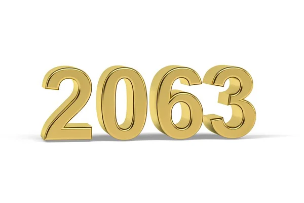 Número Dourado 2063 Ano 2063 Isolado Fundo Branco Renderização — Fotografia de Stock