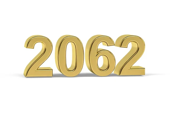 Golden Number 2062 Jaar 2062 Geïsoleerd Witte Achtergrond Render — Stockfoto