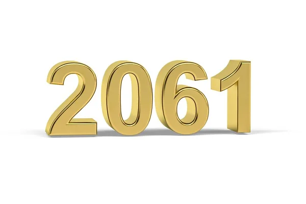 Golden Number 2061 Jaar 2061 Geïsoleerd Witte Achtergrond Render — Stockfoto