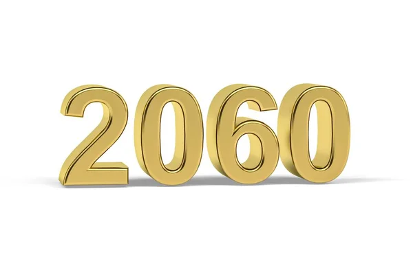 Golden Number 2060 Year 2060 Isolated White Background Render — Stock Photo, Image