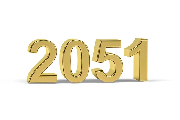 Golden Number 2051 Year 2051 Isolated White Background Render — Stock Photo, Image