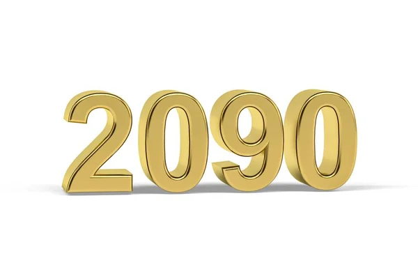 Golden Number 2090 Jaar 2090 Geïsoleerd Witte Achtergrond Render — Stockfoto