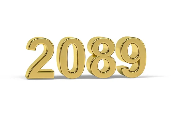 Golden Number 2089 Jaar 2089 Geïsoleerd Witte Achtergrond Render — Stockfoto