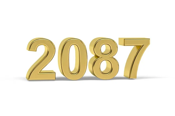 Złoty Numer 2087 Rok 2087 Izolowany Białym Tle Renderowanie — Zdjęcie stockowe