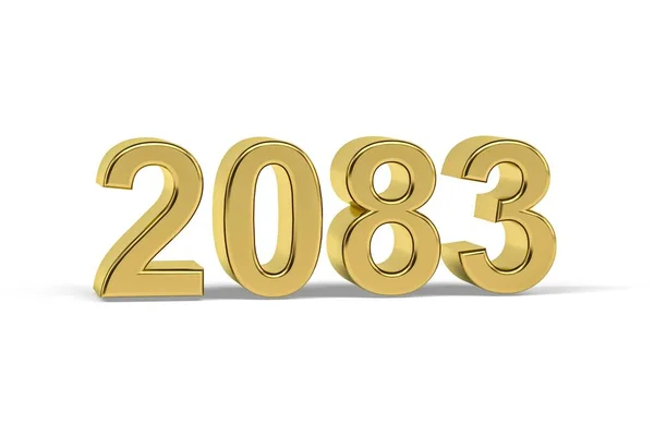 Golden Number 2083 Jaar 2083 Geïsoleerd Witte Achtergrond Render — Stockfoto