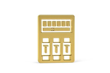 Golden 3d electrical switchboard icon isolated on white background - 3d render