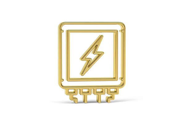 Golden Electrical Switchboard Icon Isolated White Background Render — Fotografia de Stock