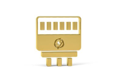 Golden 3d electric meter icon isolated on white background - 3d render