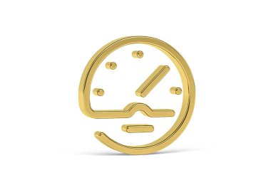 Golden 3d electric meter icon isolated on white background - 3d render