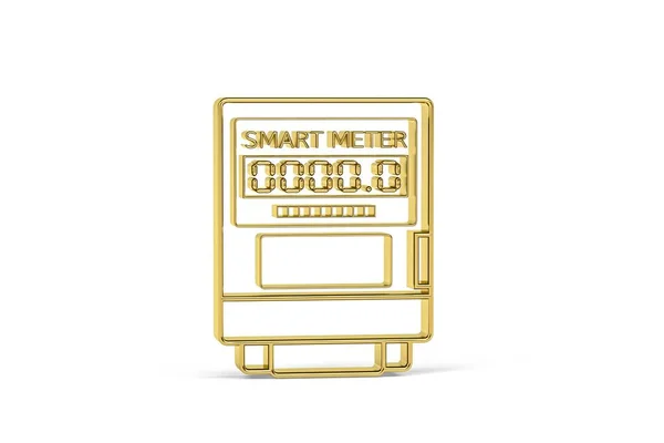 Golden Electric Meter Icon Isolated White Background Render —  Fotos de Stock