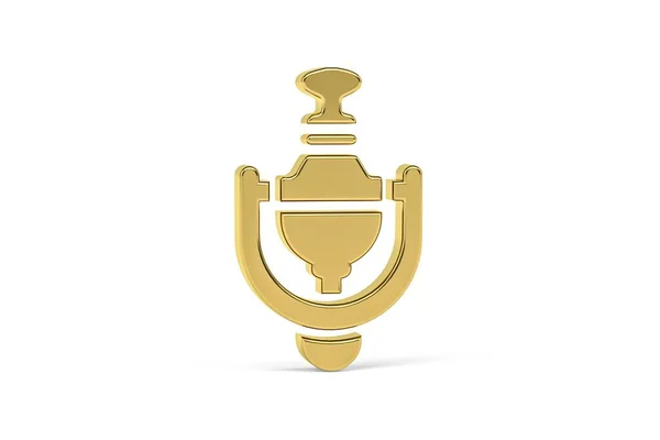 Golden Knocker Icon Isolated White Background Render — Φωτογραφία Αρχείου