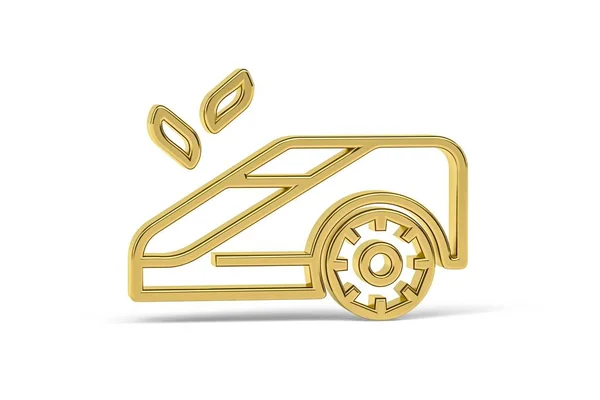 Golden Lawn Mower Robot Icon Isolated White Background Render — 스톡 사진
