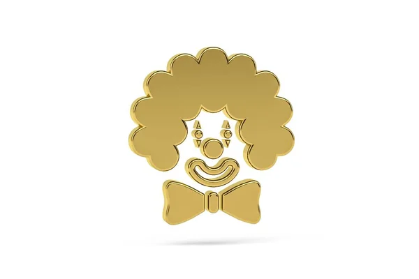 Golden Clown Icon Isolated White Background Render — Φωτογραφία Αρχείου