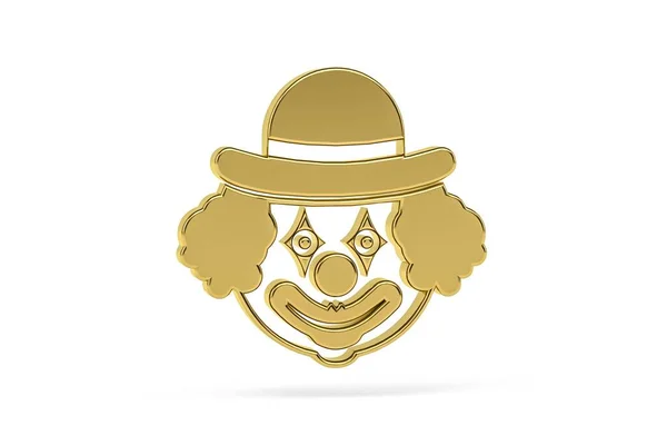 Золота Значок Клоуна Ізольовано Білому Тлі Рендеринга — стокове фото