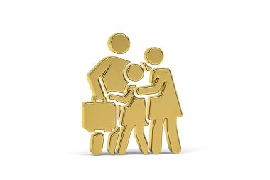 Altın 3D aile bayramı simgesi beyaz arkaplanda izole edildi - 3D görüntüleme