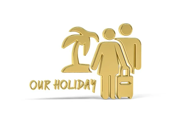 Golden Family Holiday Icon Isolated White Background Render — Photo