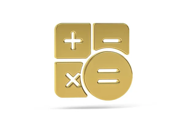 Zlatá Kalkulačka Ikona Izolované Bílém Pozadí Vykreslení — Stock fotografie