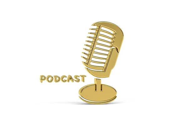 Golden Podcast Icon Isolated White Background Render — Stockfoto