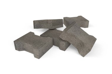 Graphite pavement cubes on white background - 3d render