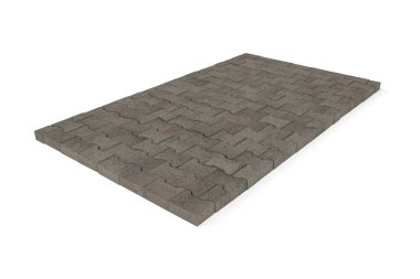 A fragment of a pavement made of graphite cubes isolated on white - 3d render