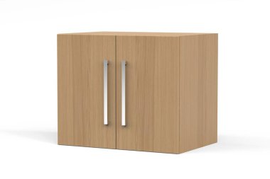 Elegant and modern veneered cabinet on white background - 3d render