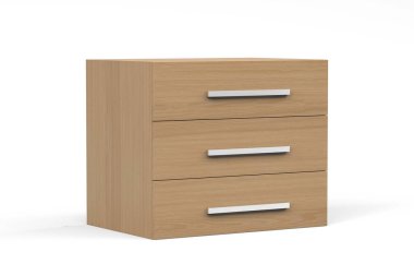 Elegant and modern veneered cabinet on white background - 3d render