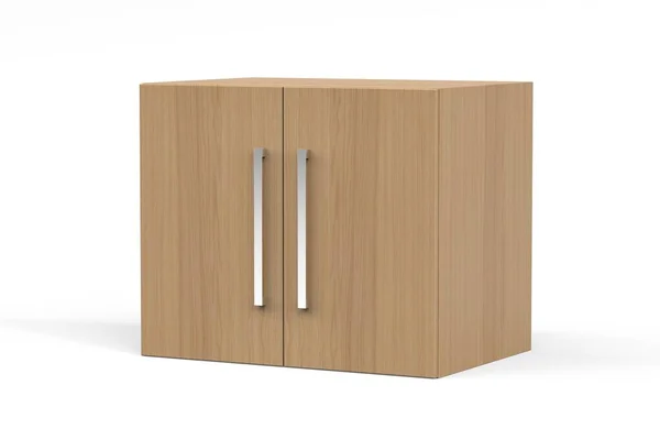 Elegant Modern Veneered Cabinet White Background Render — Stok fotoğraf