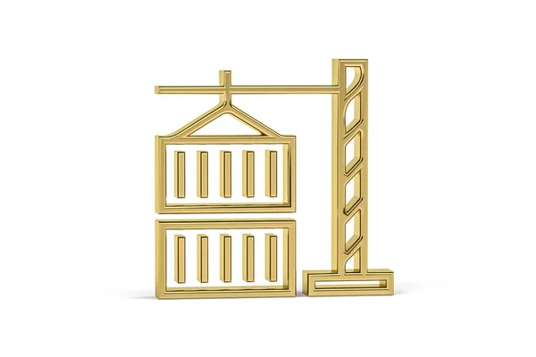 Golden Cargo Container Icon Isolated White Background Render — Stockfoto