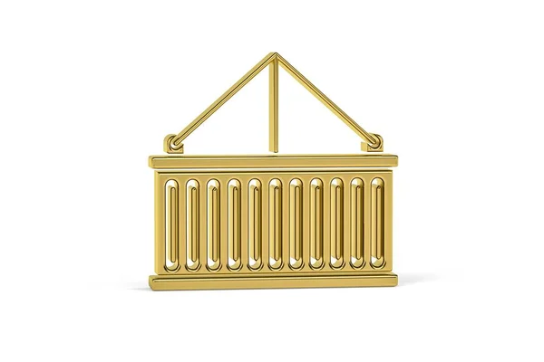Golden Cargo Container Icon Isolated White Background Render — Stockfoto