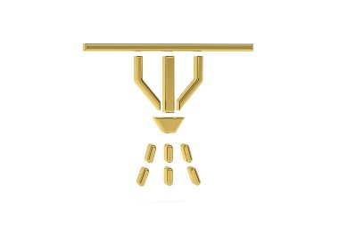 Golden 3d sprinkler icon isolated on white background - 3d render