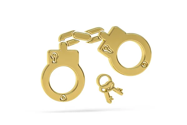 Golden Handcuffs Icon Isolated White Background Render — Stock Photo, Image