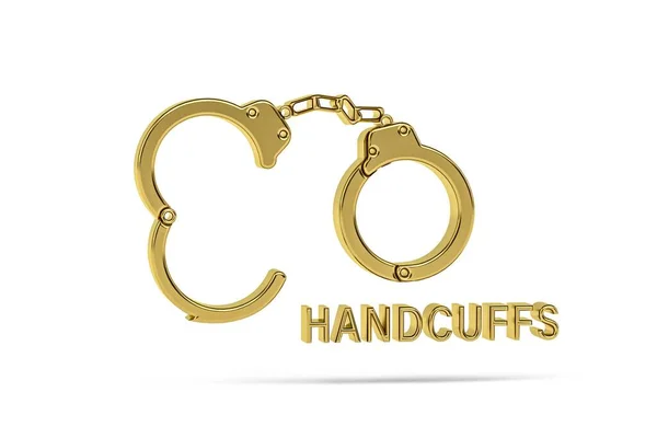 Golden Handcuffs Icon Isolated White Background Render — Stockfoto