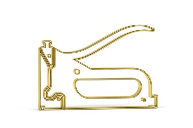 Golden 3d stapler icon isolated on white background - 3d render