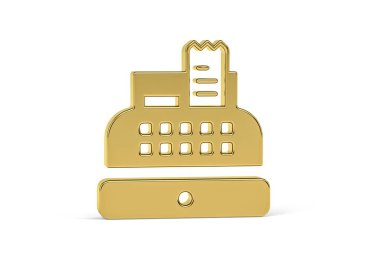 Golden 3d cash register icon isolated on white background - 3d render