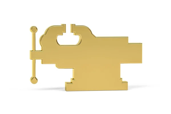 Golden Vice Icon Isolated White Background Render — Stock Photo, Image