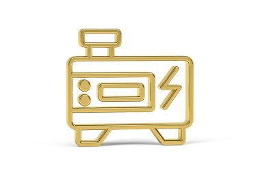 Golden 3d power generator icon isolated on white background - 3d render